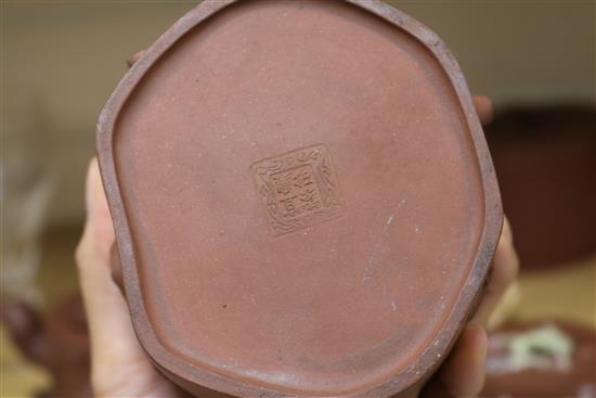 Five Chinese redware lidded teapots